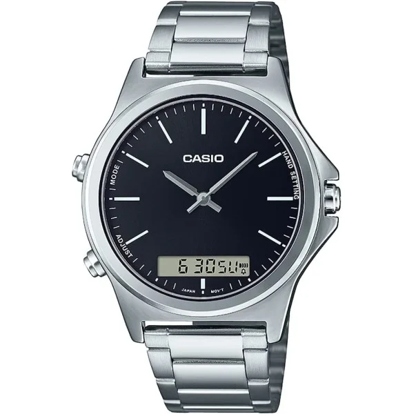 Casio Black Dial Stainless Steel Analog-Digital Watch for Men - MTP-VC01D-1EUDF